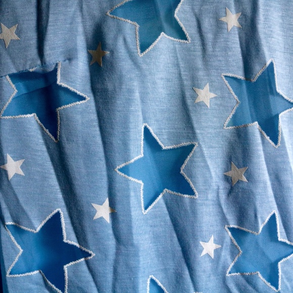 Yimeiyi Sky Blue Chiffon Star Cutout Top Size XXL - Picture 5 of 6